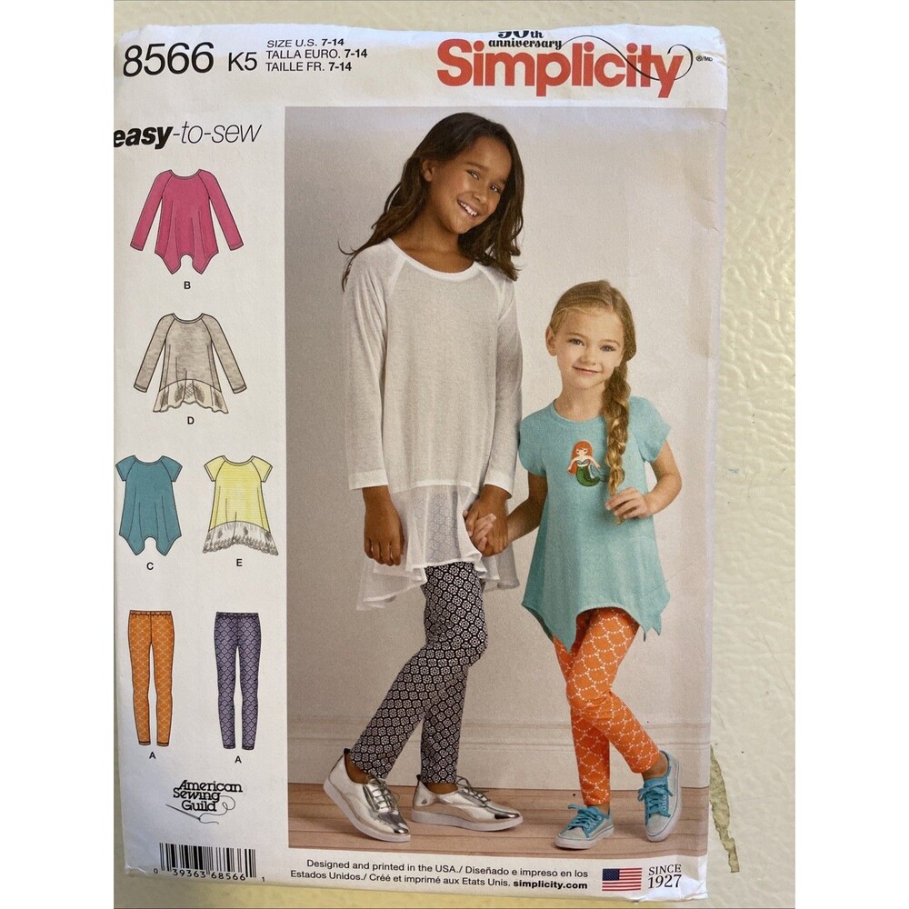 Simplicity Pattern - Child's & Girls' Knit Tunics & Leggings (7-14) #8566 - UC